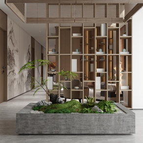 新中式酒店休息区3D模型下载